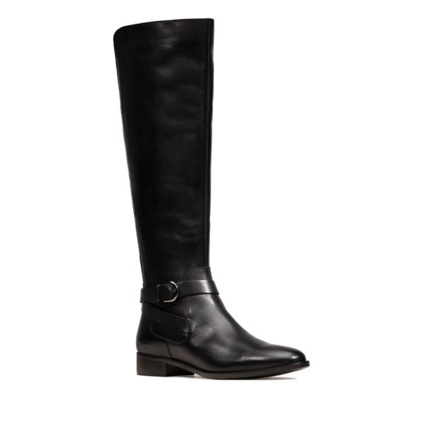 Clarks Womens Netley Whirl Knee High Boots Black | UK-3529468